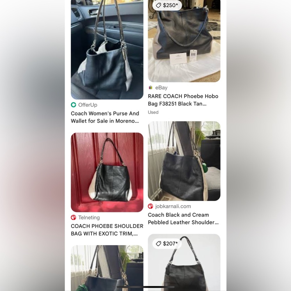 Coach Rare Phoebe Hobo Bag F38251 Black and Tan Leather Bag - Picture 10 of 10
